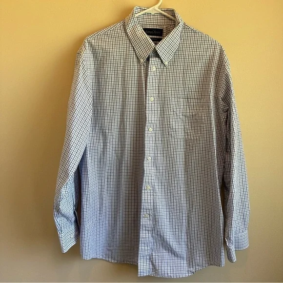 Kenneth Roberts Platinum Blue Pin Stripe Long Sleeve Botton Down Shirt - Picture 2 of 10